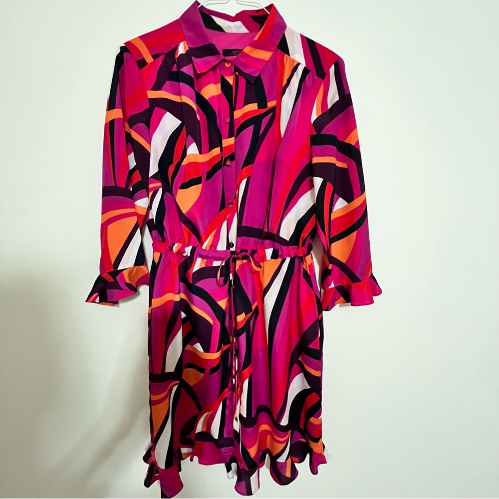 Trina Turk Vibrant Multicolor Button-Up Dress Size Large MAKE AN OFFER!